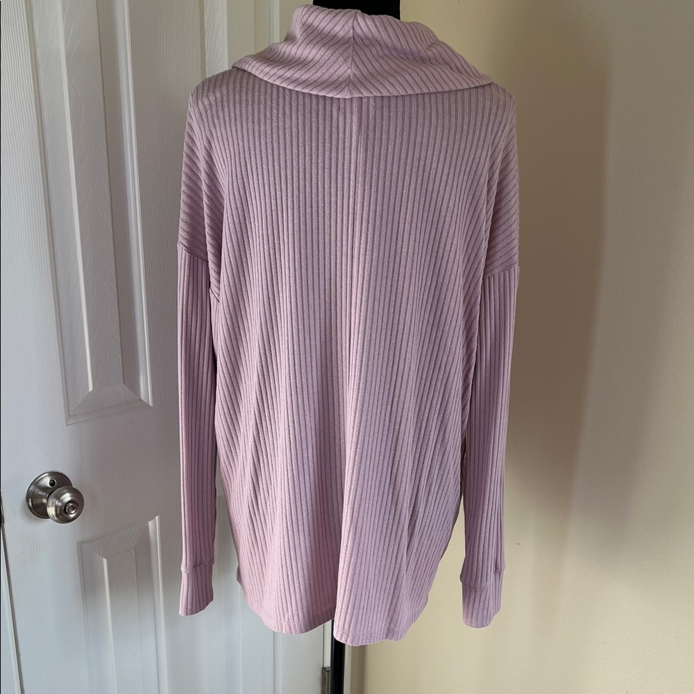 Pink Ribbed Cowl Neck Sweater - Picture 3 of 3